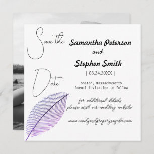 Save The Date Elégante photo minimaliste de feuille abstraite en