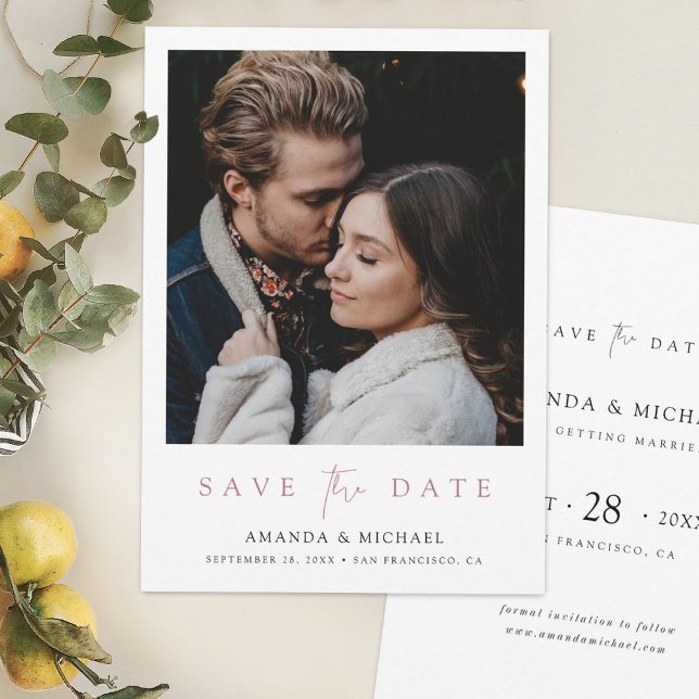 Save The Date Elégante photo Rose Gold (Créateur téléchargé)