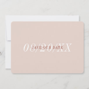 Save The Date Élégante Police Minimaliste Pink Terracotta Simple