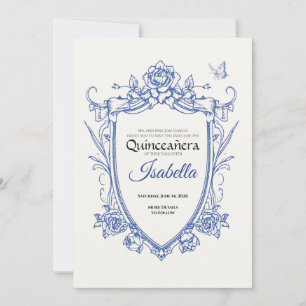 Save The Date Élégante Quinceañera 15e Anniversaire Bleu