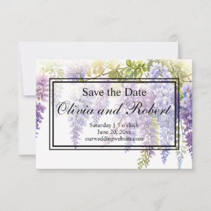 Save The Date Elégante teinte mauve douce glycine florale