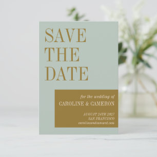 Save The Date Élégante typographie Mariage d'or bleu olive