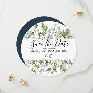 Save The Date Elégante verdure Feuilles d'aquarelle