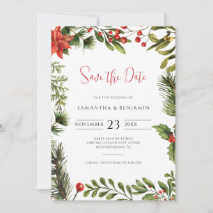 Save The Date Élégante verdure Hiver Automne Floral Mariage