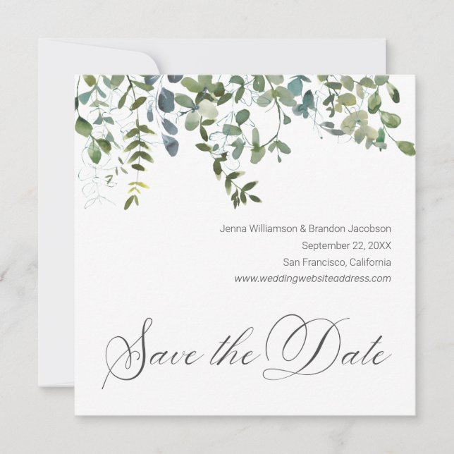 Save The Date Élégante verdure Minimal Eucalyptus Enregistrer la (Devant)