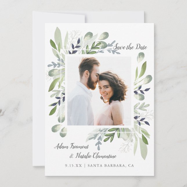 Save The Date Élégante verdure Sauvez la date (Devant)