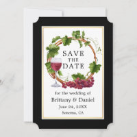 Élégante vigne de raisin Aquarelle Wreath Black Go