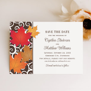 Save The Date Élégantes feuilles d'automne et tourbillons de mar