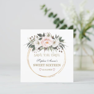 Save The Date Élégantes Fleurs blanches blanches Sweet sixteen o