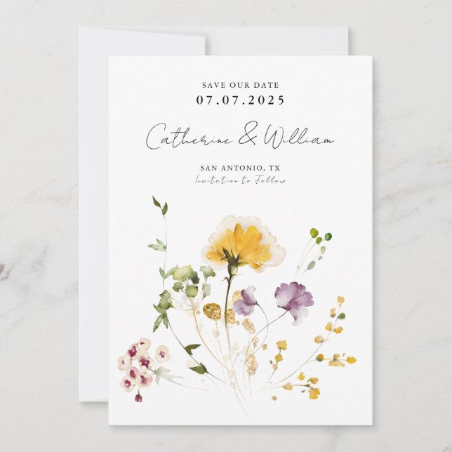 Save The Date Élégantes Fleurs de Jardin (Devant)