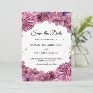 Save The Date Élégantes orchidées roses et violettes et figues à