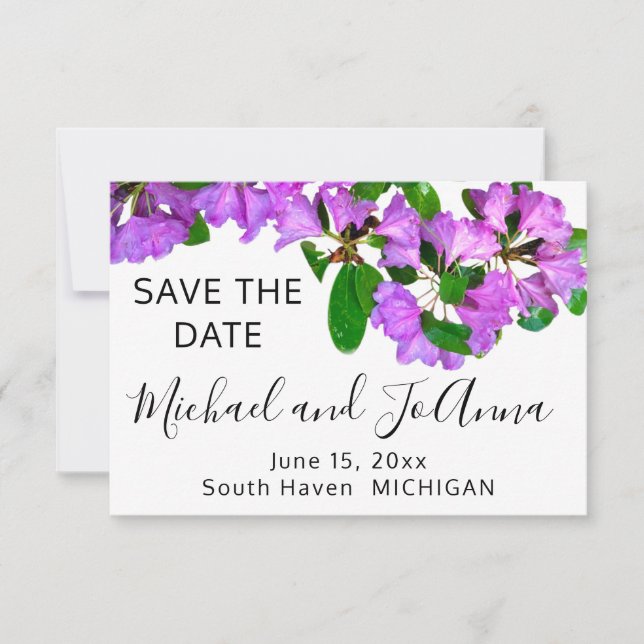 Save The Date Elégants fleurs roses azalées roses (Devant)
