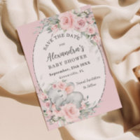 Eléphant dormant doux Baby shower floral rose