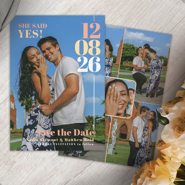 Save The Date Elle a dit oui mariage date fiançailles photos été (Créateur téléchargé)