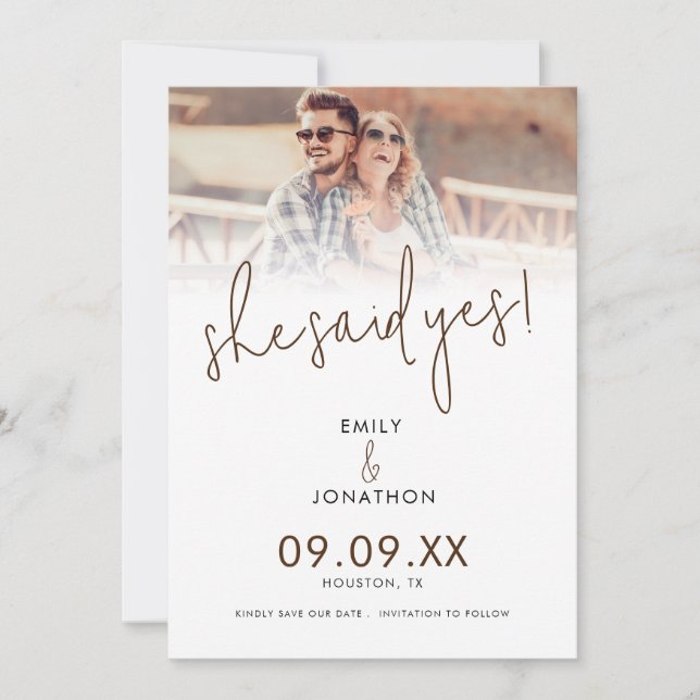 Save The Date Elle A Dit Oui Script Photo Enregistrer La Date (Devant)