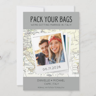 Save The Date Emballez vos sacs Italie Destination Mariage