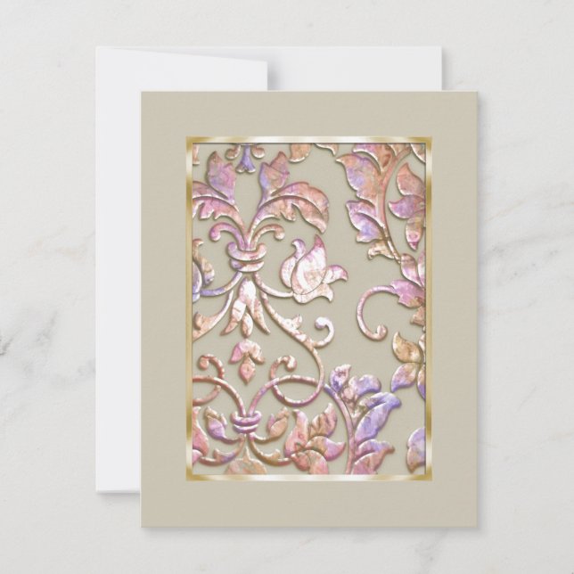 Save the Date Embossed Pastel Damask (Front)