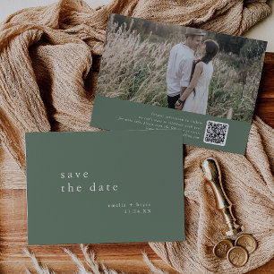 Save The Date EMELIA Photo Montagne Sage Vert Mariage moderne
