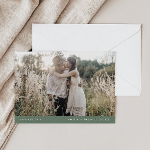 Save The Date EMELIA Photo Simple Sage Green Boho Rustique Maria