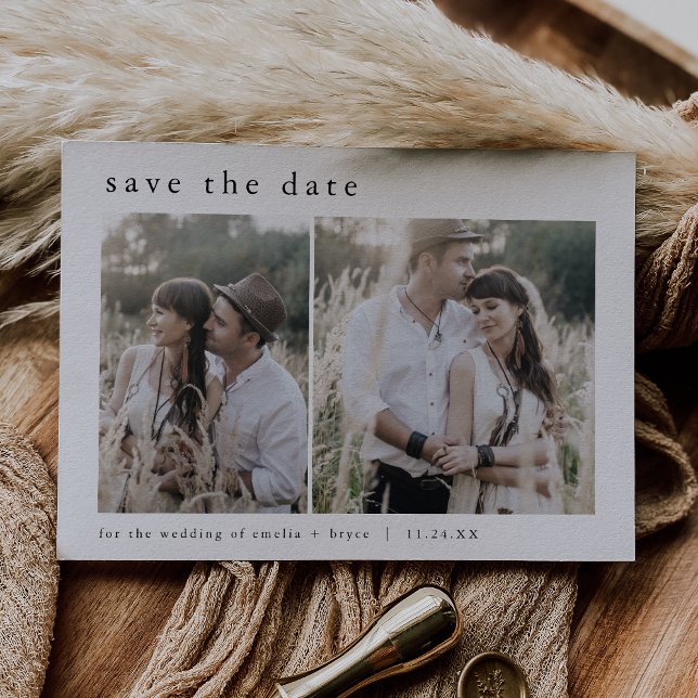 Save The Date EMELIA Simple 2 Photo Moderne Hiver Unique Mariage (EMELIA Simple 2 Photo Modern Winter Unique Wedding Save The Date)