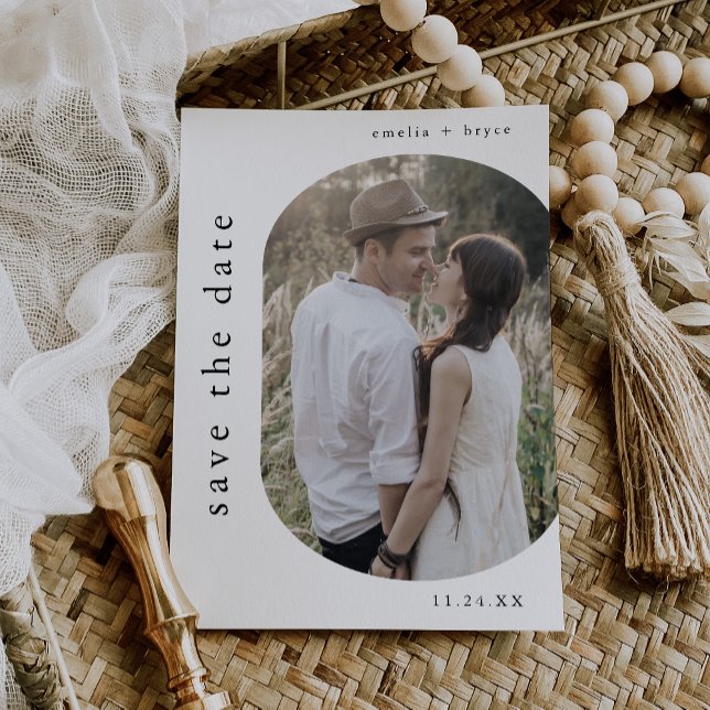 Save The Date EMELIA Simple Photo Moderne Boho Mariage d'hiver (EMELIA Simple Modern Photo Boho Winter Wedding Save The Date)