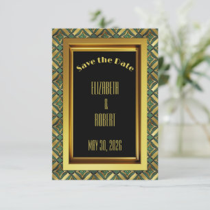 Save The Date Emerald & Gold Art Déco