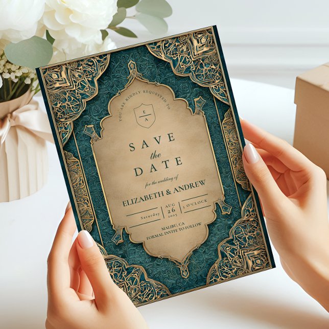 Save The Date Emerald Gold Islamic Wedding (Créateur téléchargé)