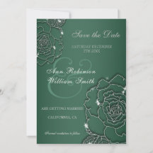 Emerald green Argent floral Elégant mariage