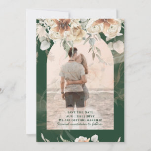 Save The Date Emerald Green BOHO Terracotta Floral Mariage
