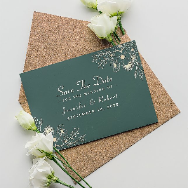 Save The Date Emerald Green et Gold Wedding Enregistrer la date (Créateur téléchargé)