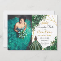 Emerald Green Flowers Princesse Quinceañera Photo