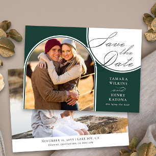 Save The Date Emerald Green Photo Mariage Calligraphie