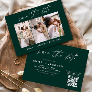Save The Date Emerald Green QR Code Enregistrer la date Modern 3