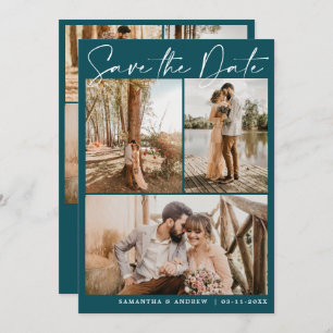 Save The Date Emerald green script 6 photo mariage enregistrer l