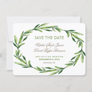 Save The Date Emerald Green Watercolor Wreath ENREGISTRER LA DAT