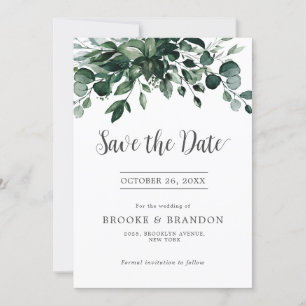 Save The Date Emerald Greenery Eucalyptus Mariage botanique