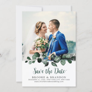 Save The Date Emerald Greenery Eucalyptus Mariage botanique
