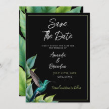 Emerald Hummingbird Tropical Feuille Mariage