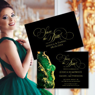 Save The Date Émeraude Vert Mariage noir