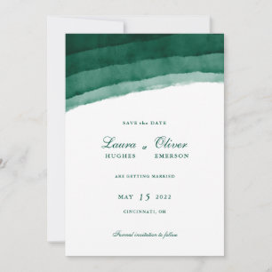 Save The Date Émeraude Verte Aquarelle Enregistrer la Date