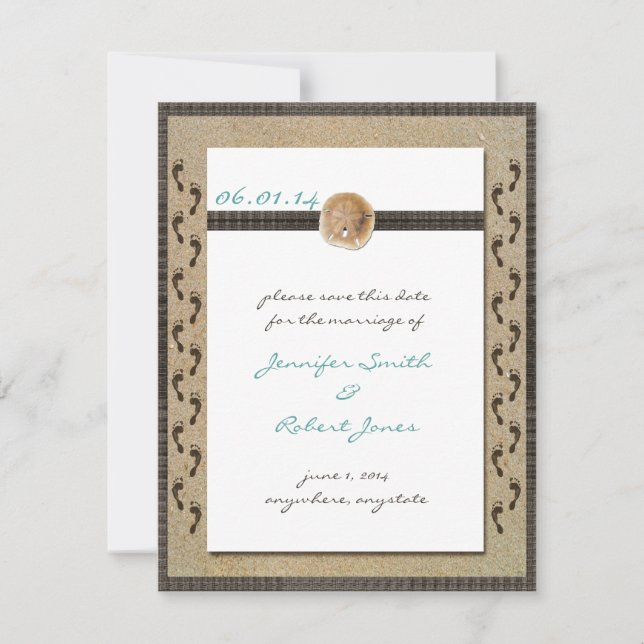 Save The Date Empreintes dans le sable Enregistrer la date (Devant)