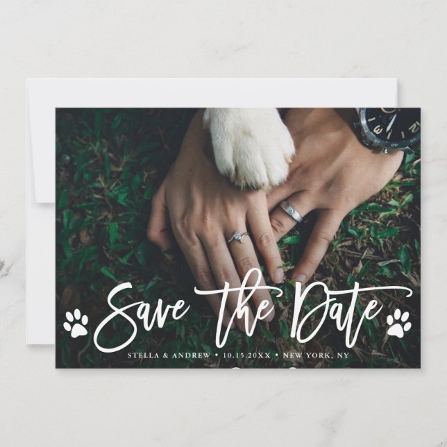Save The Date Empreintes de pattes mariage Enregistrer la date C (Devant)