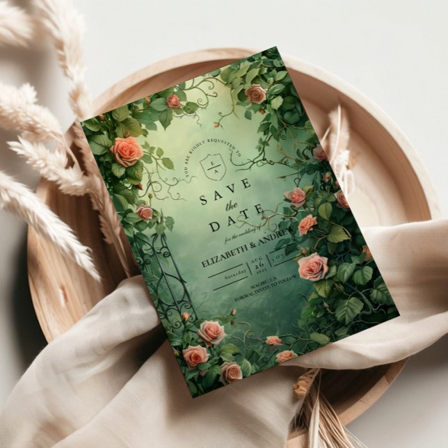 Save The Date Enchanted Rose Garden Gate Wedding (Créateur téléchargé)