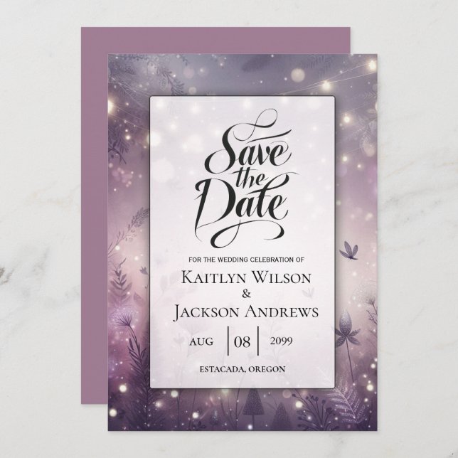 Save The Date Enchantement Starlit dans le Mariage Bloom (Devant / Derrière)