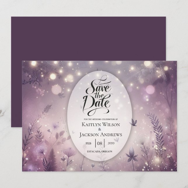 Save The Date Enchantement Starlit dans le Mariage Bloom (Devant / Derrière)