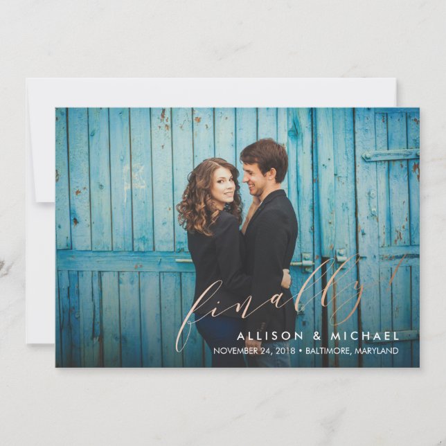 Save The Date Enfin Faux Foil Calligraphy Script Enregistrer la  (Devant)