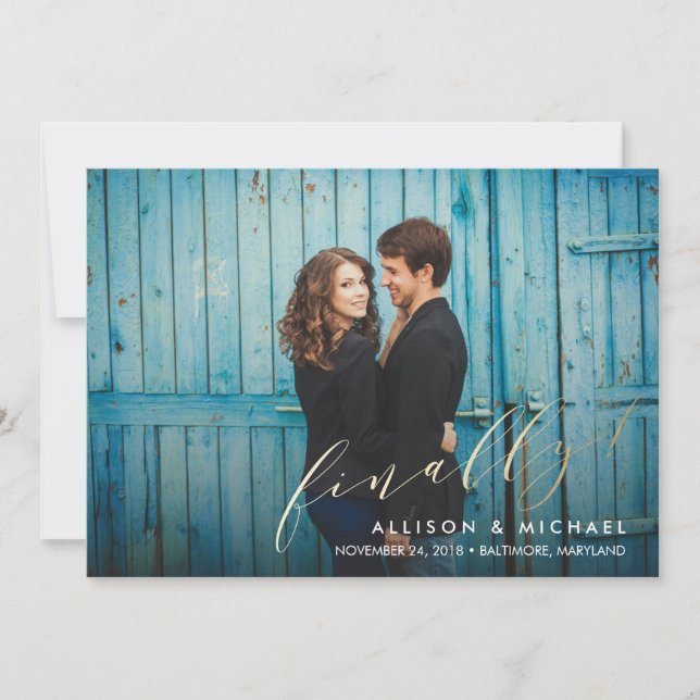 Save The Date Enfin Faux Foil Calligraphy Script Enregistrer la  (Devant)