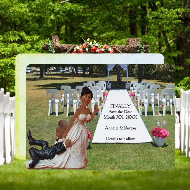 Save The Date Enfin Mariage Funny Black Couple (Finally Save the Date Fun African American Couple)