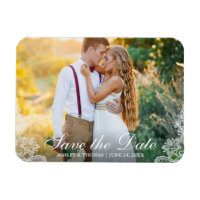 Save the Date Engagement Couple Photo Lace