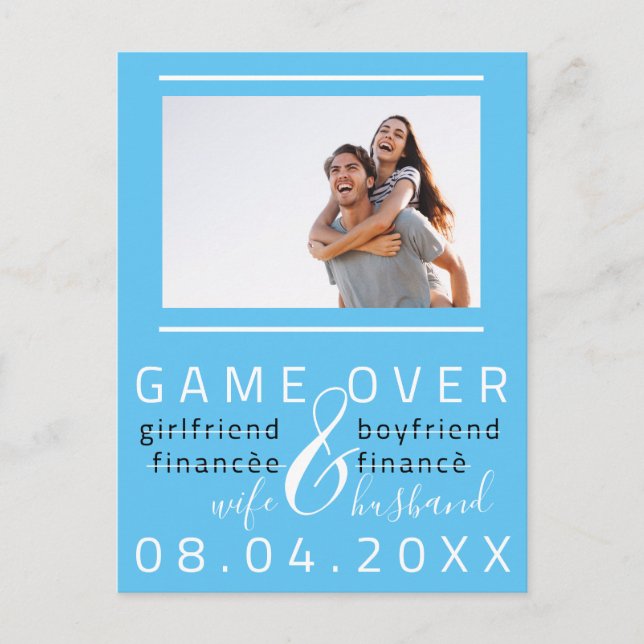 Save The Date Engagement Photo Funny Ocean  Blue Postcard (Front)
